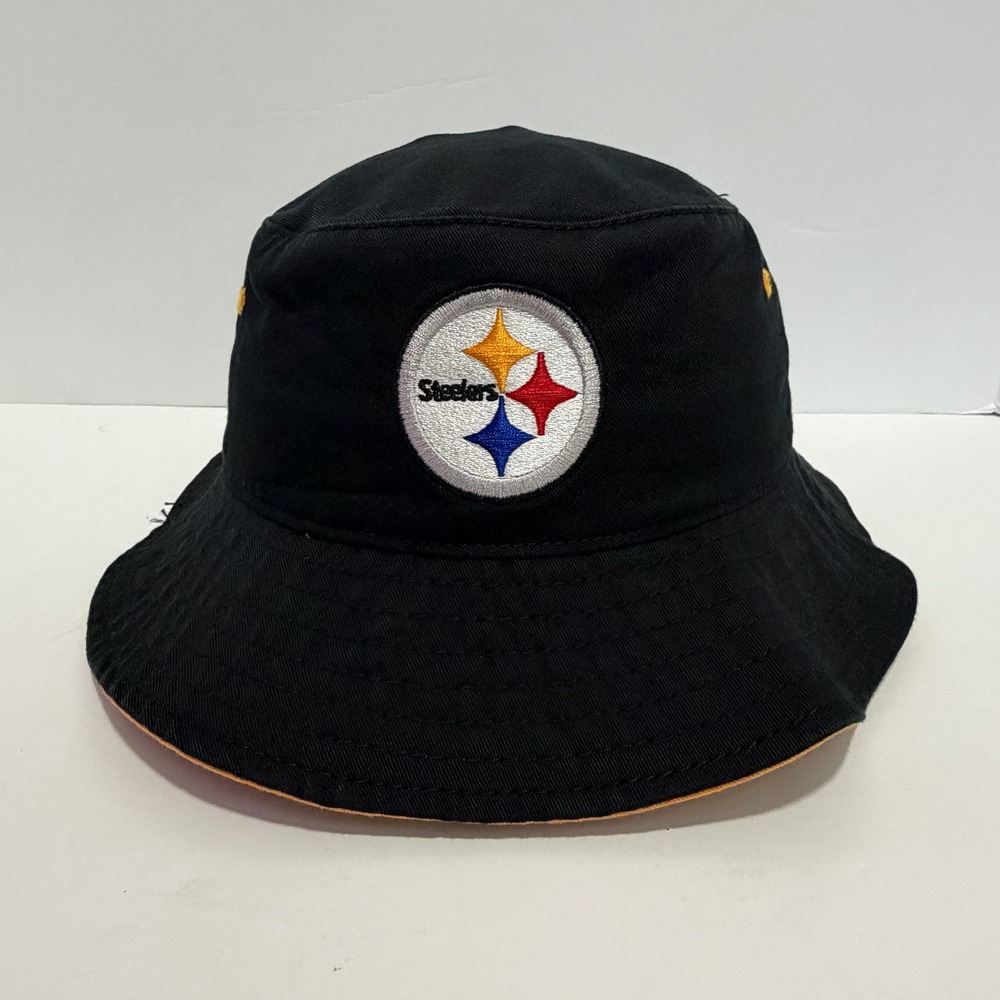 47 Brand Pittsburgh Steelers NFL Bucket Hat Black Gold Adjustable Chin Strap